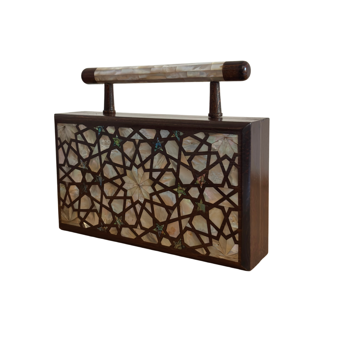 A Estrela Celestial – Bolsa Damasquina de Nogueira com Madrepérola