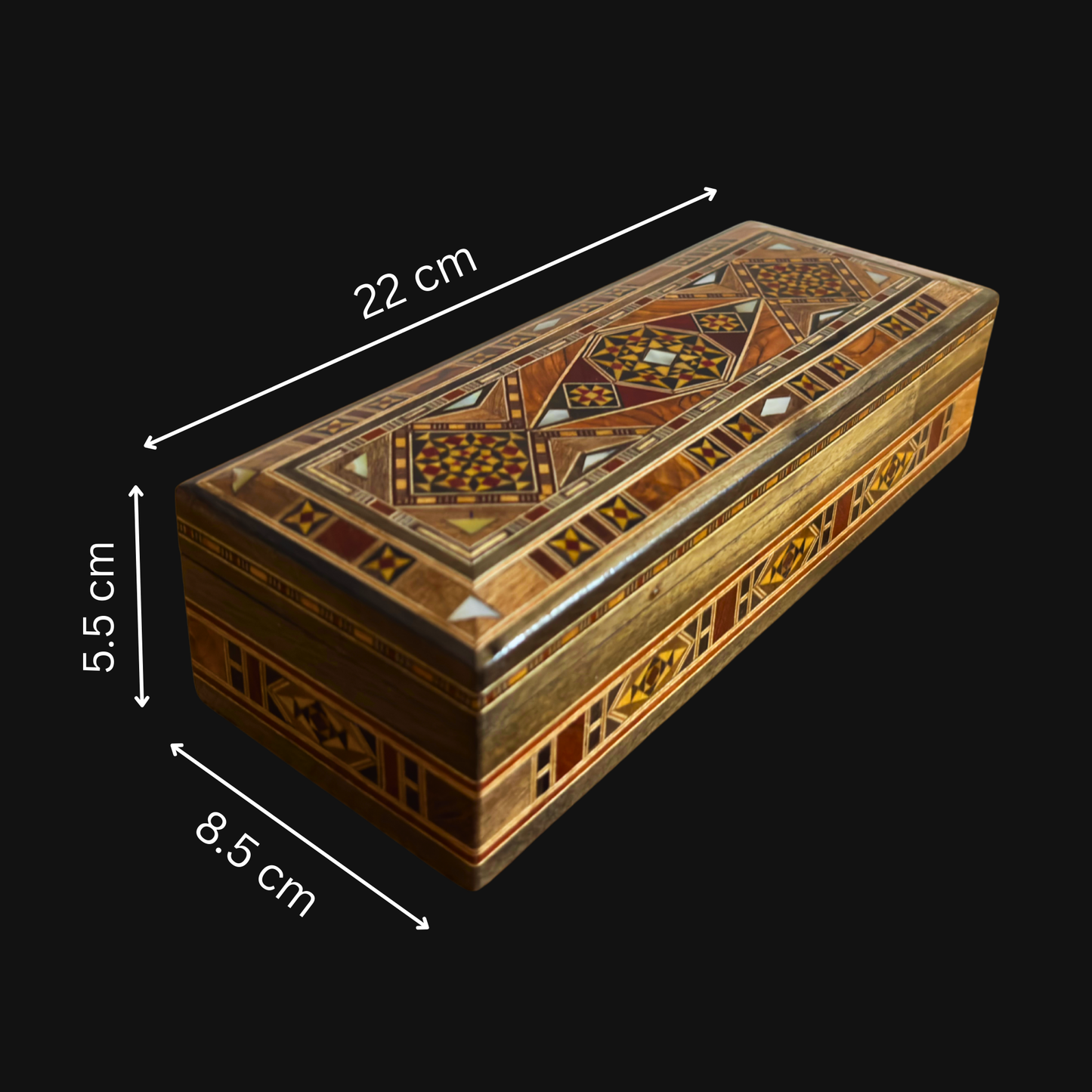 Damasceńskie Pudełko na Biżuterię, Pióra i Różaniec – Ręcznie Wykonane