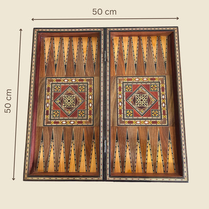 Handgefertigter Damaszener Schach- & Backgammon-Tisch von Gaby Al Dayeh – Meisterwerk mit Perlmutt