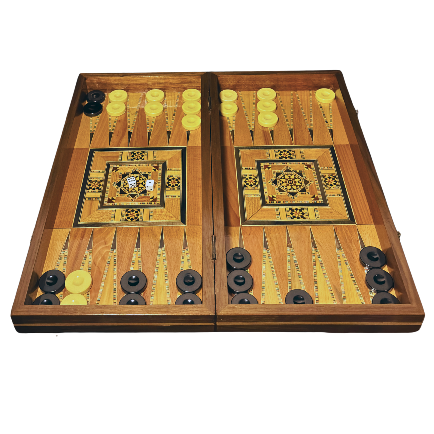 Handgemaakte Damasceense Schaak- en Backgammontafel van Gaby Al Dayeh – Klassiek Mozaïekontwerp