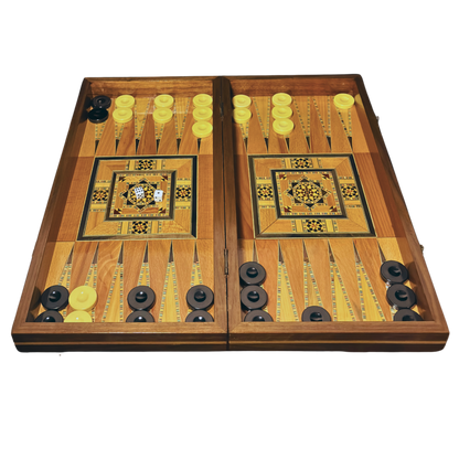 Handgemaakte Damasceense Schaak- en Backgammontafel van Gaby Al Dayeh – Klassiek Mozaïekontwerp