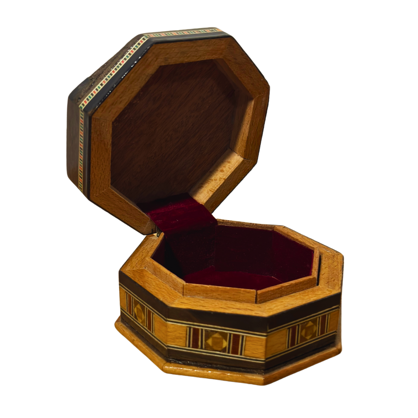 Handgefertigte Mosaik-Schatulle aus Damaskus – Holzkunst & Samt