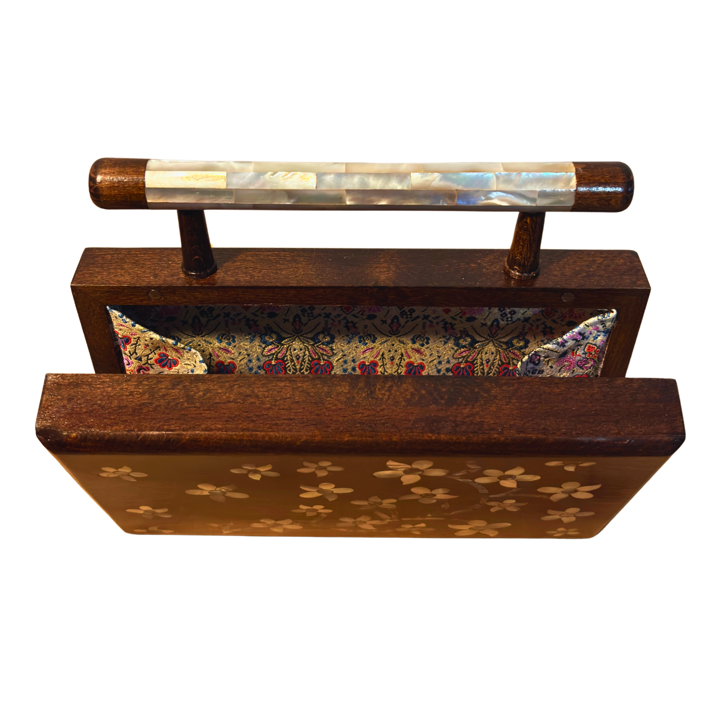 Yasmine – Luxury Damascene Clutch with Mother of Pearl Inlay & Brocade Interior