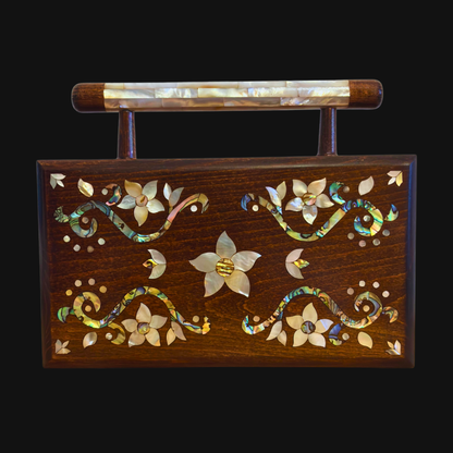 Sham – Pochette Damasquine de Luxe avec Nacre Florale & Brocart