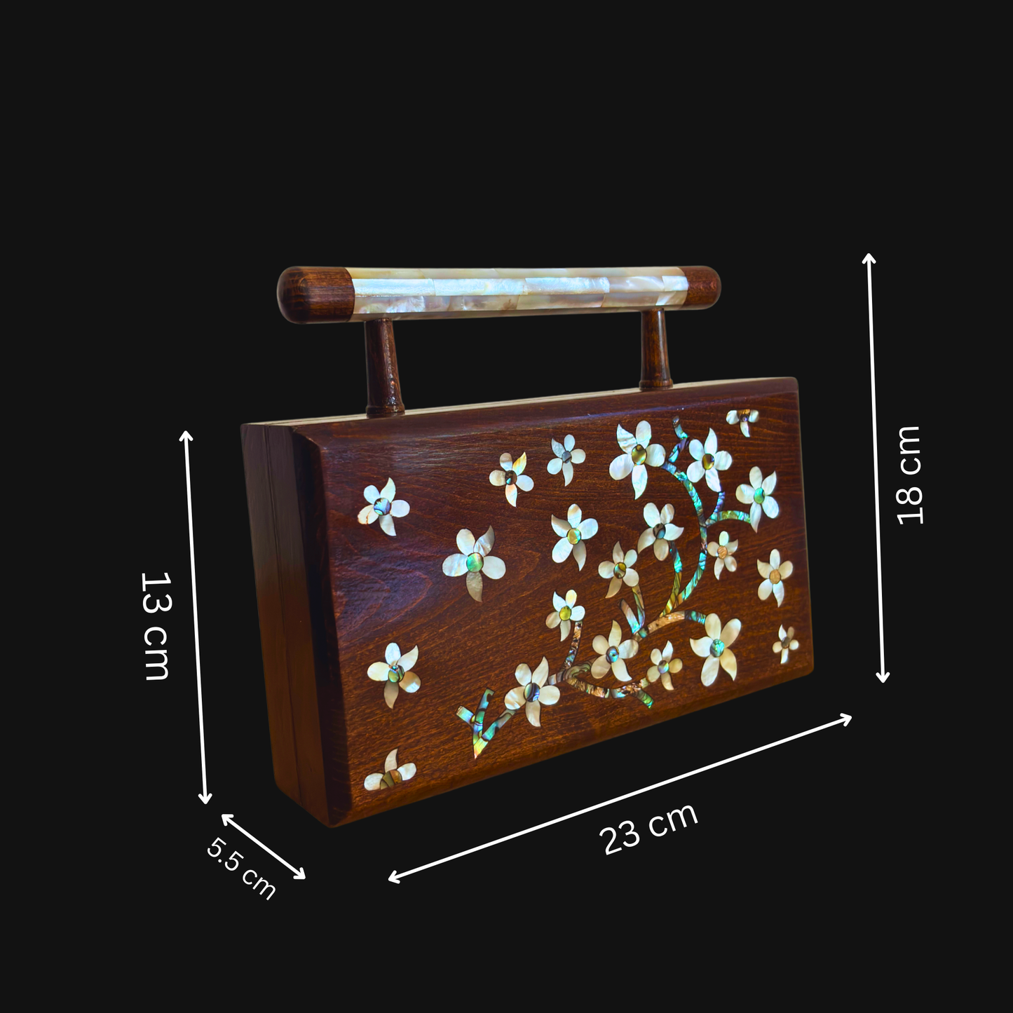 Yasmine – Luxury Damascene Clutch with Mother of Pearl Inlay & Brocade Interior