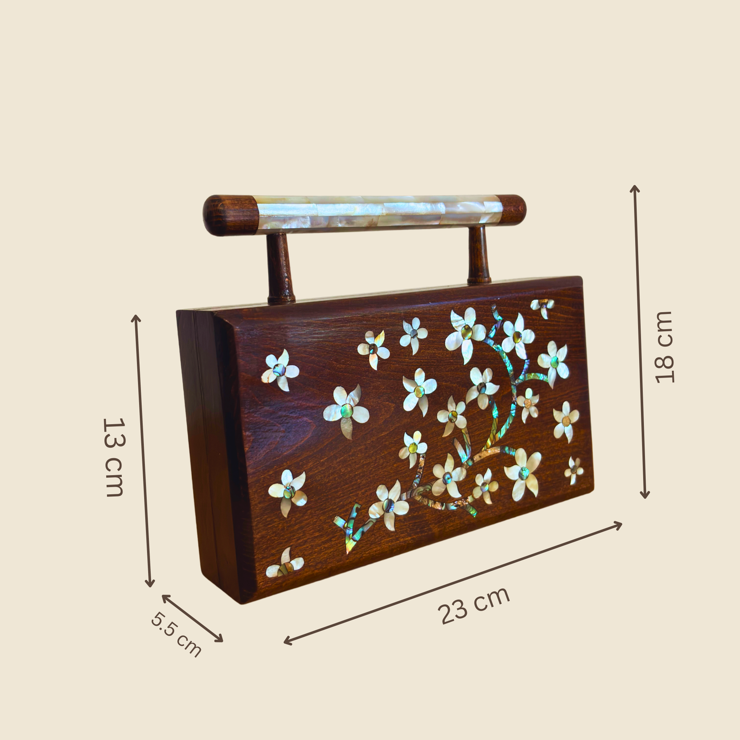 Yasmine – Pochette Damasquine de Luxe avec Nacre & Doublure Brocart