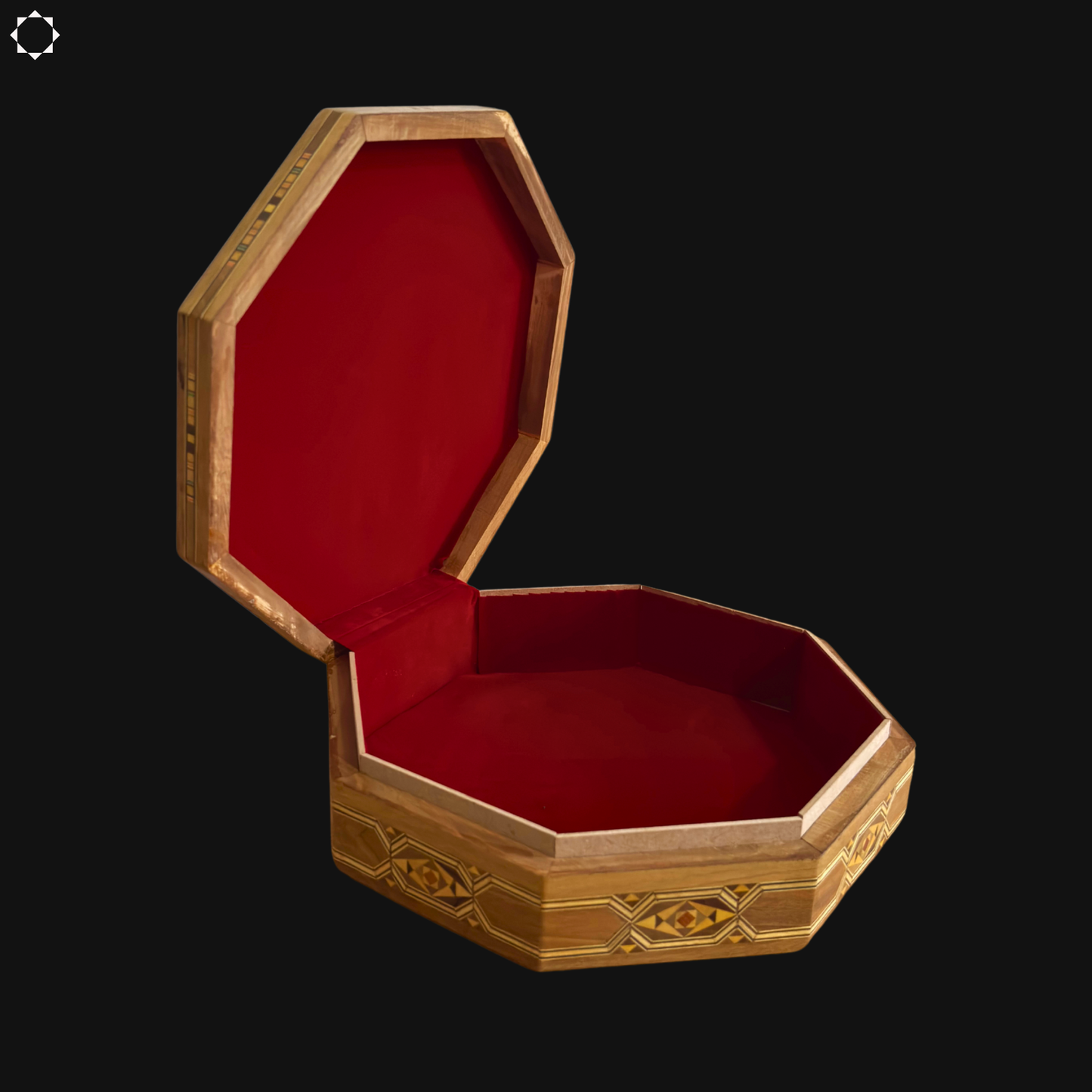 Caixa de Mosaico Damasquino – Madeira Artesanal com Interior de Veludo Vermelho