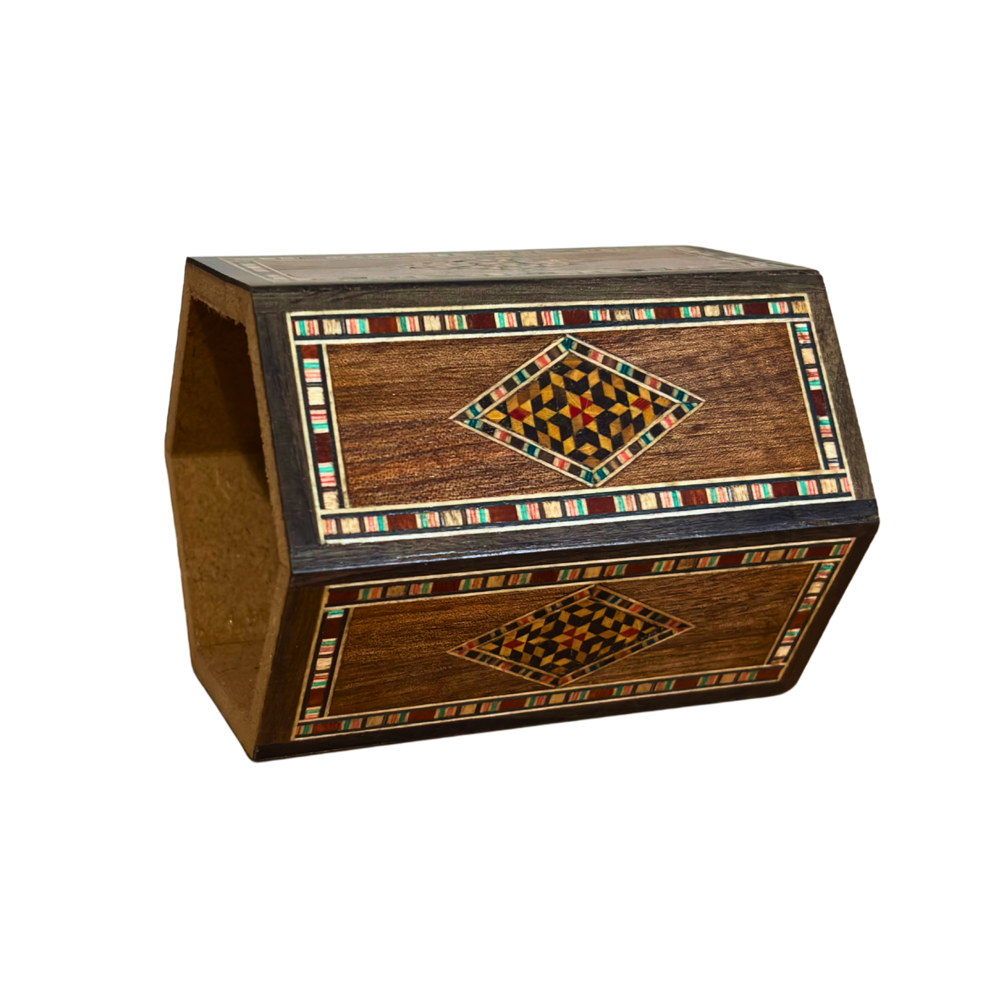 Damascene Mosaic Wooden Pen Holder by Gaby Al Dayeh – Natural Woods & Handcrafted Elegance
