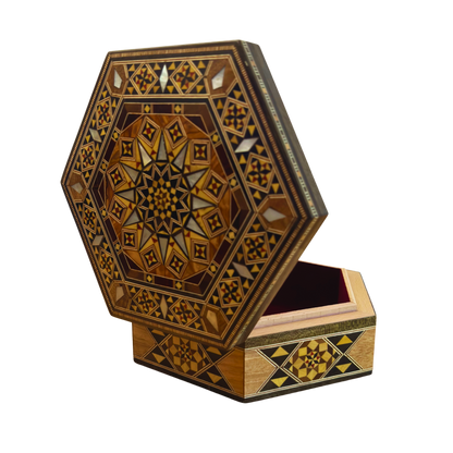 Scatola in Mosaico Damasceno Artigianale – Madreperla & Eleganza in Velluto