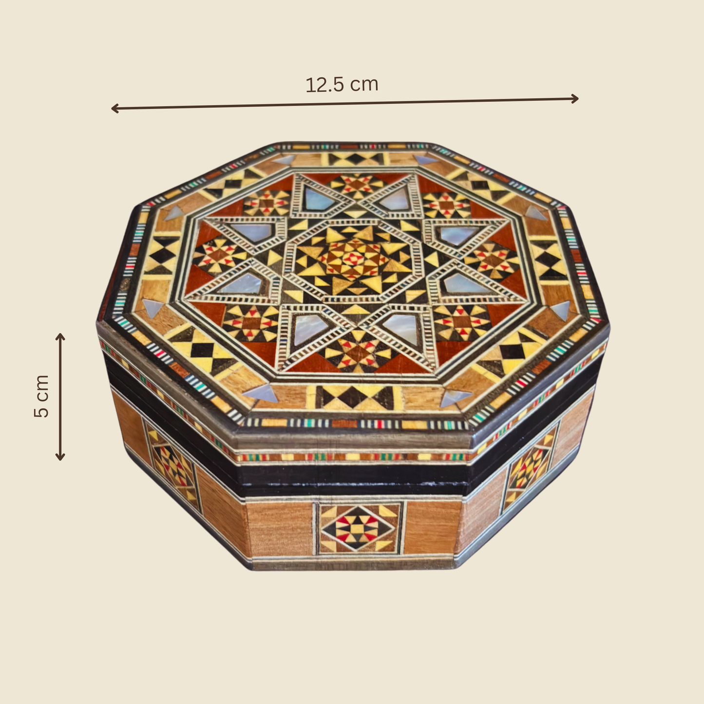 Petite Damascene Mosaic Box – Mother of Pearl & Velvet