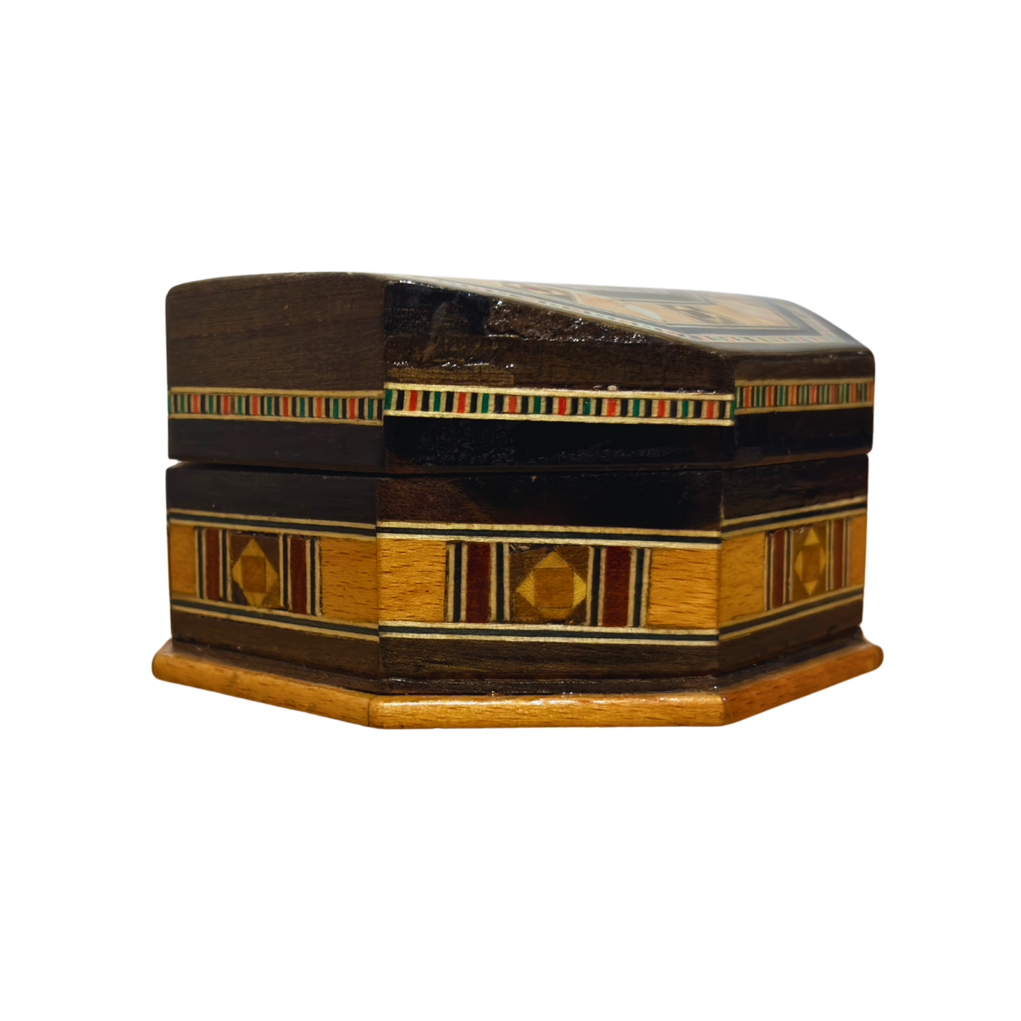 Handgefertigte Mosaik-Schatulle aus Damaskus – Holzkunst & Samt