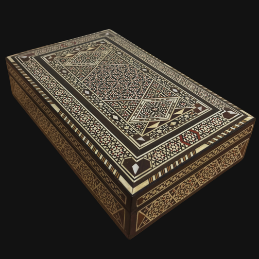 Vintage 1970 Damaszener Schmuckdose – Handgefertigter Holzschatz