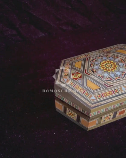 Artisan Damascene Mosaic Box – Mother of Pearl & Velvet